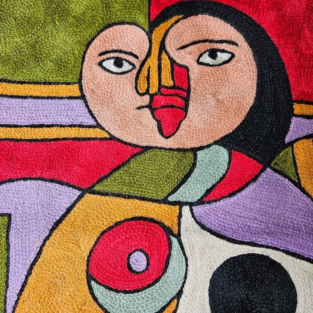 Kashmir Modern Art Picasso Silk & Wool Girl Before a Mirror Throw Pillow Cover